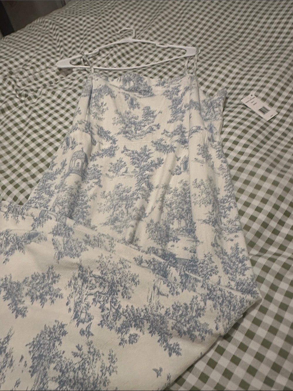 Blue & White Toile Slip Dress with Adjustable Straps